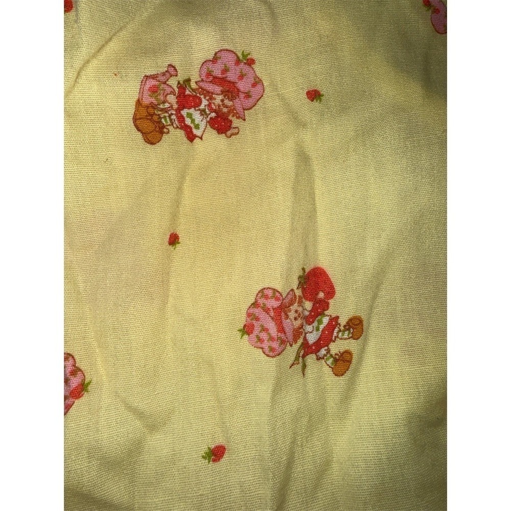 Handmade Organic Dress 5/6 Strawberry Shortcake Print Puff Sleeve 1980's fabric - Picture 5 of 6